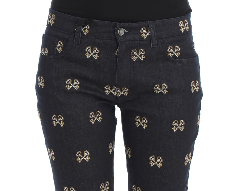 Elegant Embroidered Slim Fit Denim Jeans Dolce & Gabbana