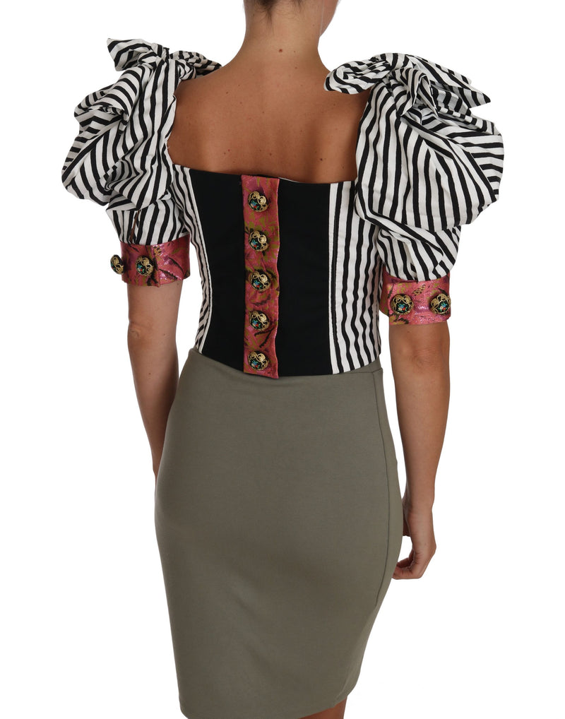 Elegant Cropped Corset Top with Crystal Buttons Dolce & Gabbana