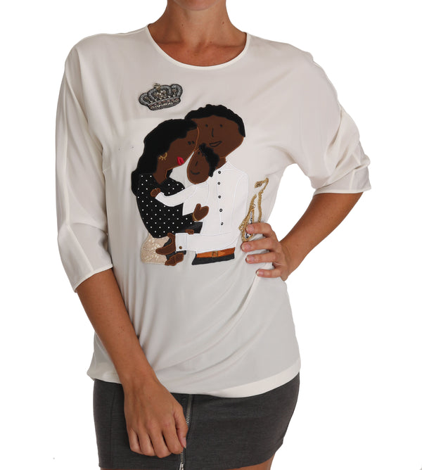 Elegant Silk Blend Crewneck Blouse Dolce & Gabbana