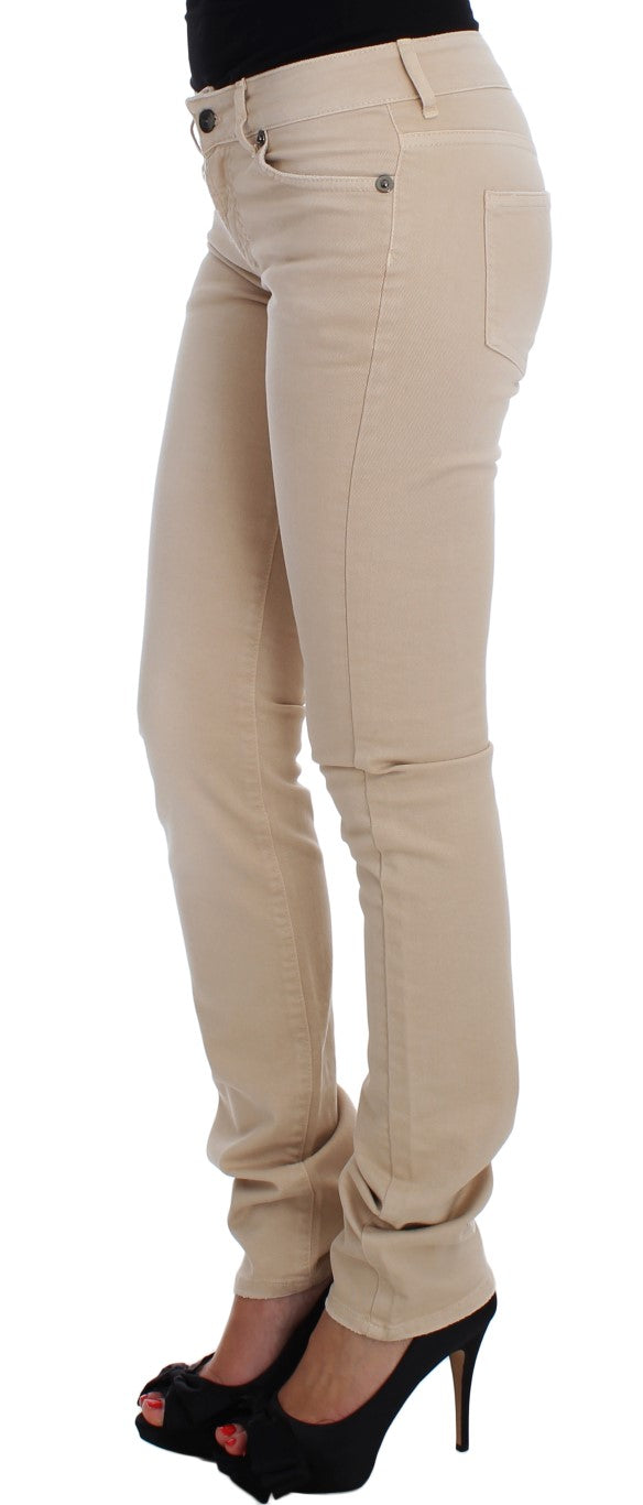 Beige Cotton Stretch Slim Fit Jeans Cavalli