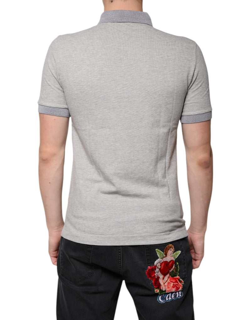 Gray Collared Short Sleeves Men Polo T-shirt