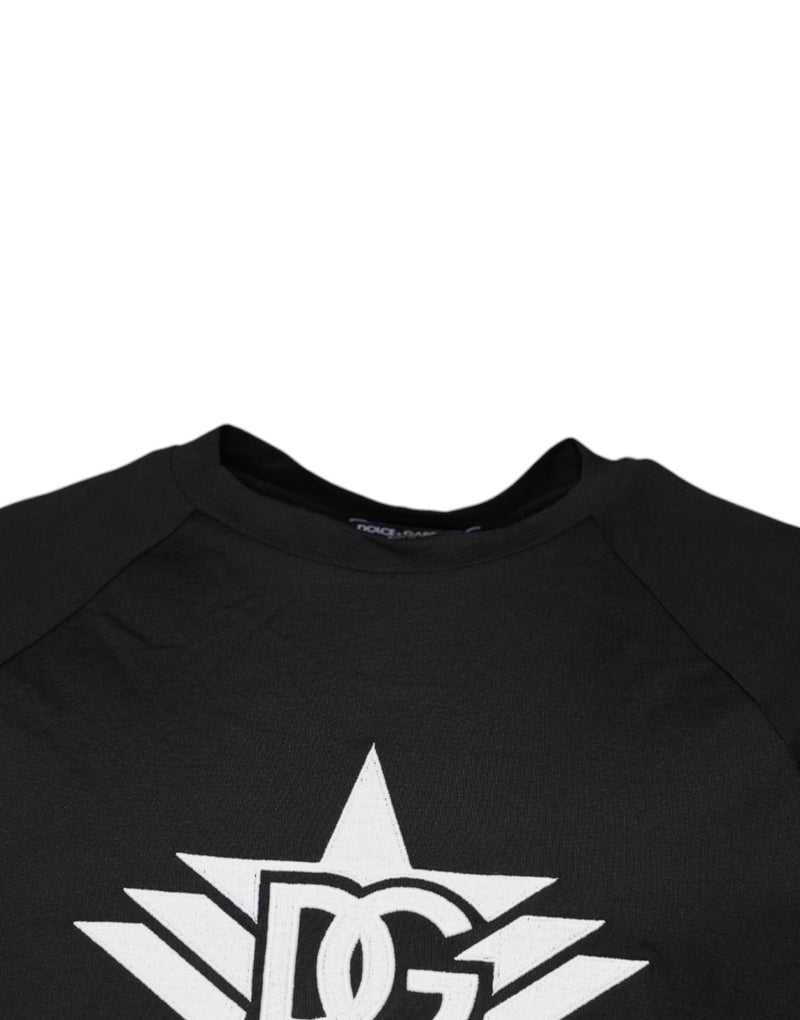 Black Logo Print Cotton Crew Neck T-shirt