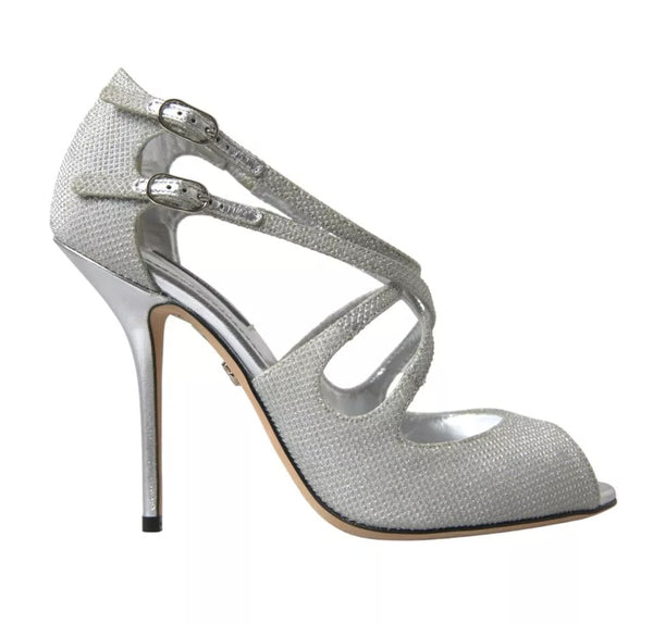 Silver Shimmers Sandals Heel Pumps Shoes