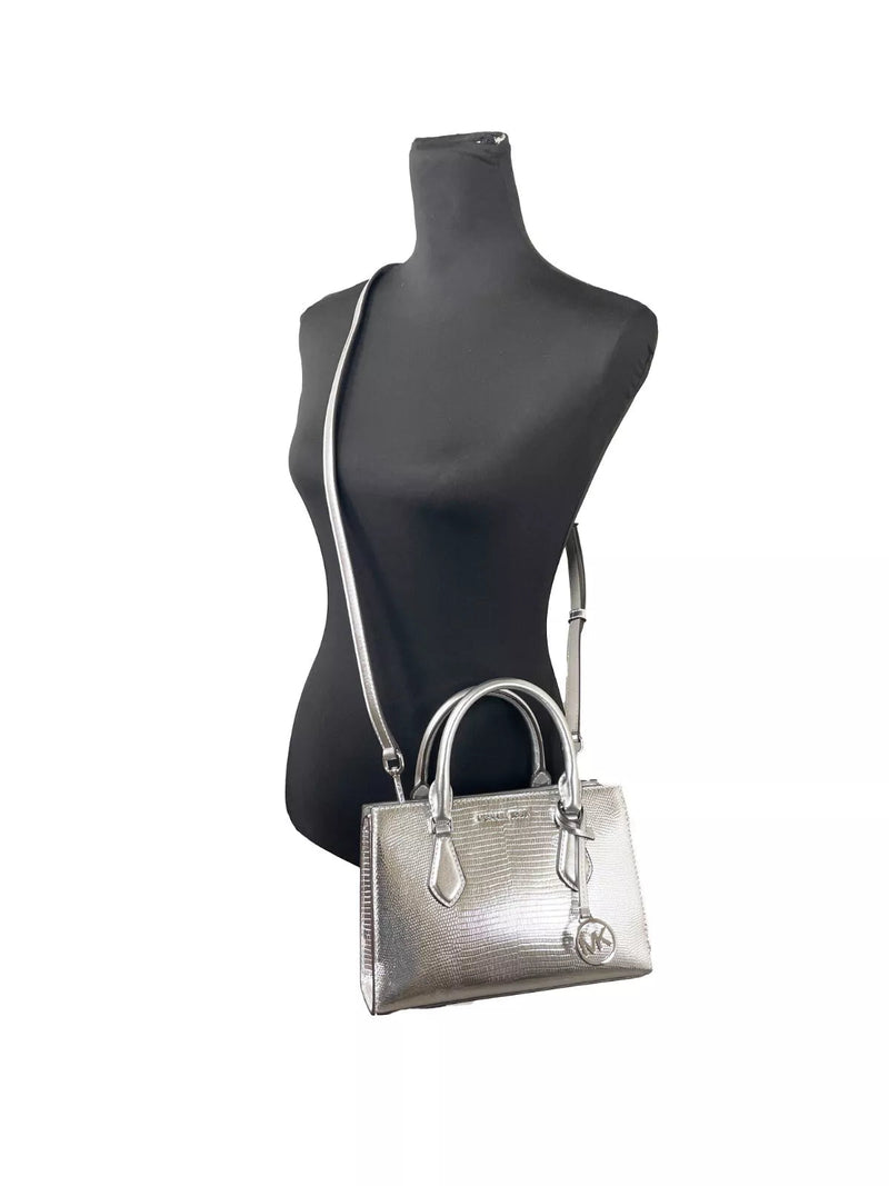 Sheila Small Crossbody Satchel Purse Bag Silver Michael Kors