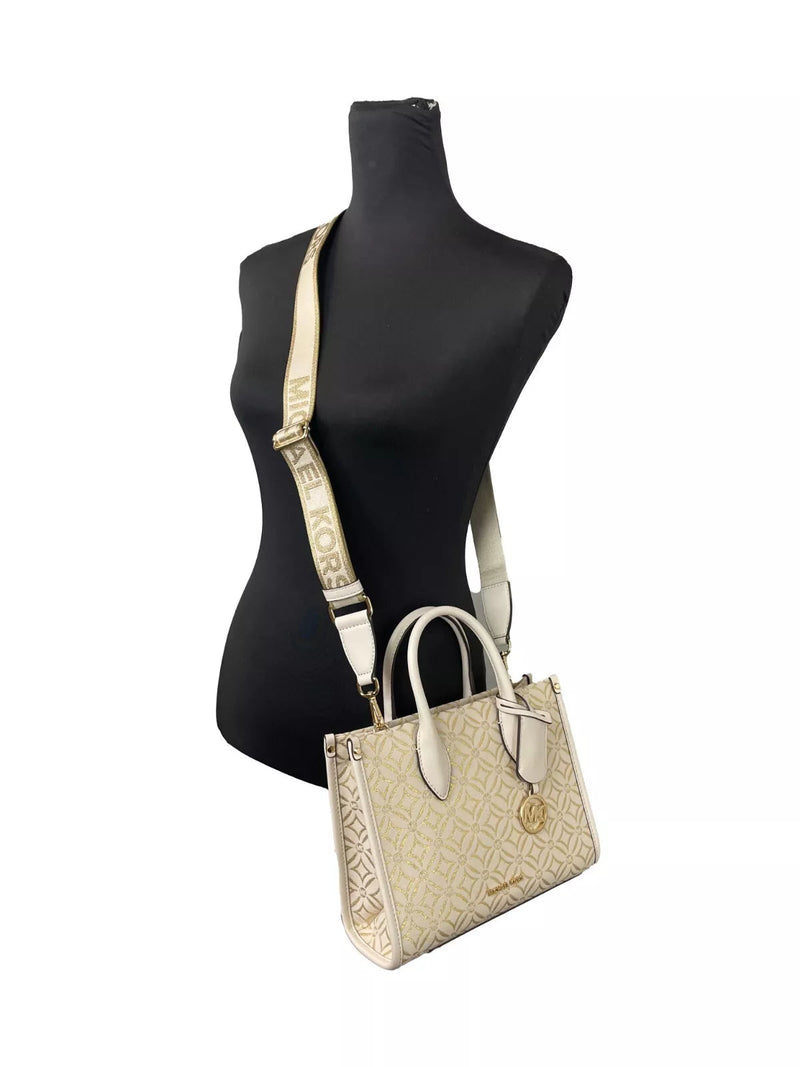 Mirella Small Top Zip Crossbody Tote Bag Creme Michael Kors