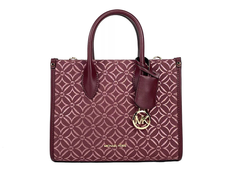 Mirella Small Top Zip Crossbody Tote Bag Oxblood Michael Kors