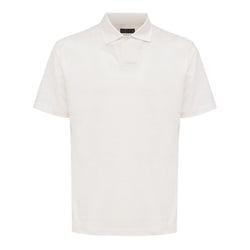 White Linen Polo Shirt