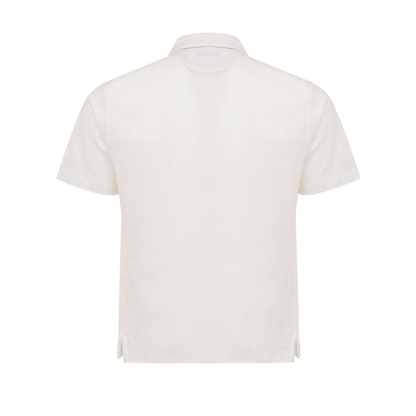 White Linen Polo Shirt