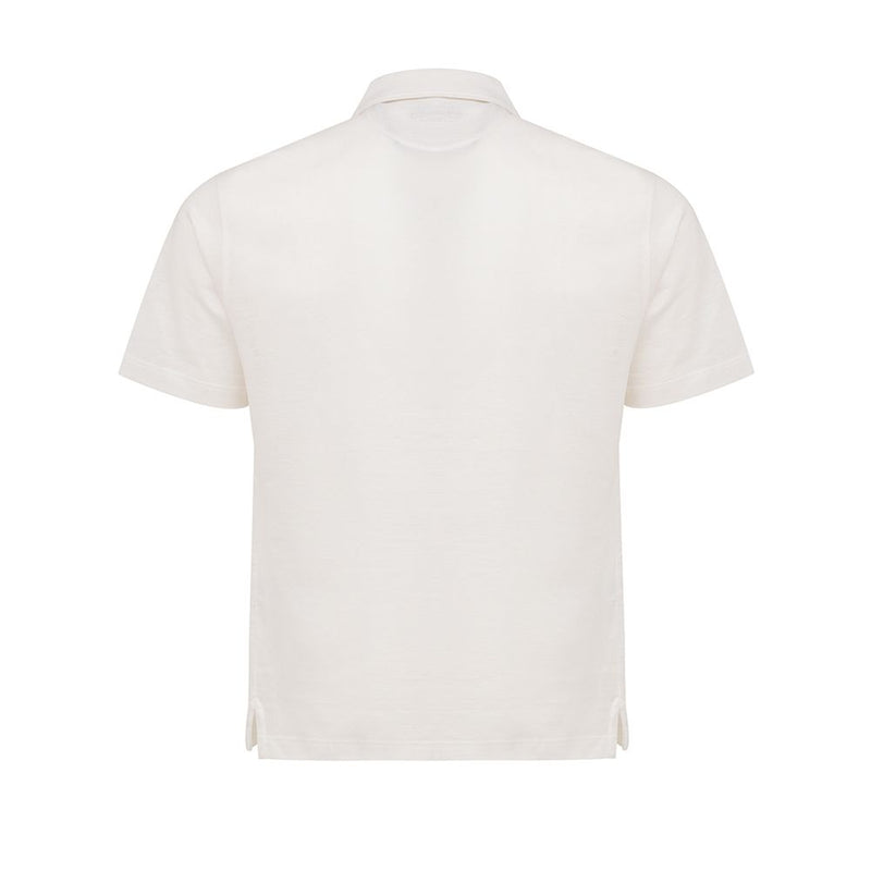 White Linen Polo Shirt