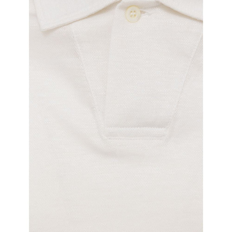 White Linen Polo Shirt