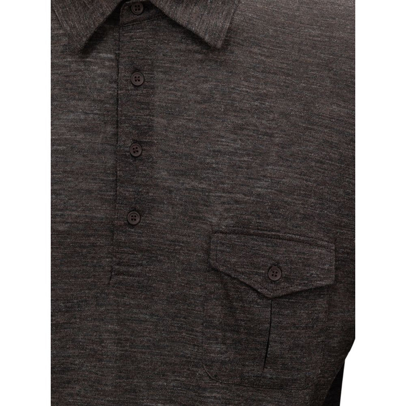 Gray Wool Polo Shirt