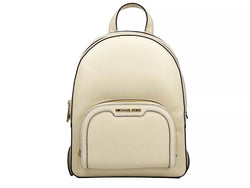 Jaycee Medium Pebble Leather Zip Pocket Backpack Bag Cream Michael Kors