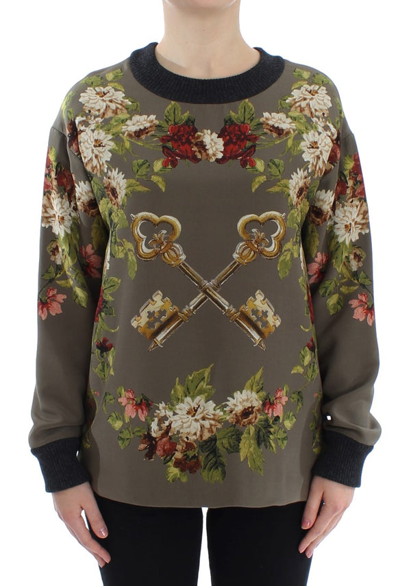 Enchanted Sicily Silk Crewneck Blouse Dolce & Gabbana