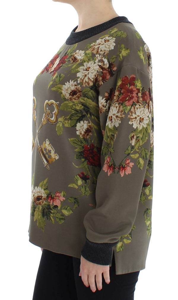 Enchanted Sicily Silk Crewneck Blouse Dolce & Gabbana