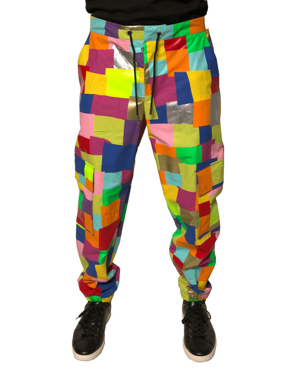 Multicolor Cotton Patchwork Men Cargo Pants