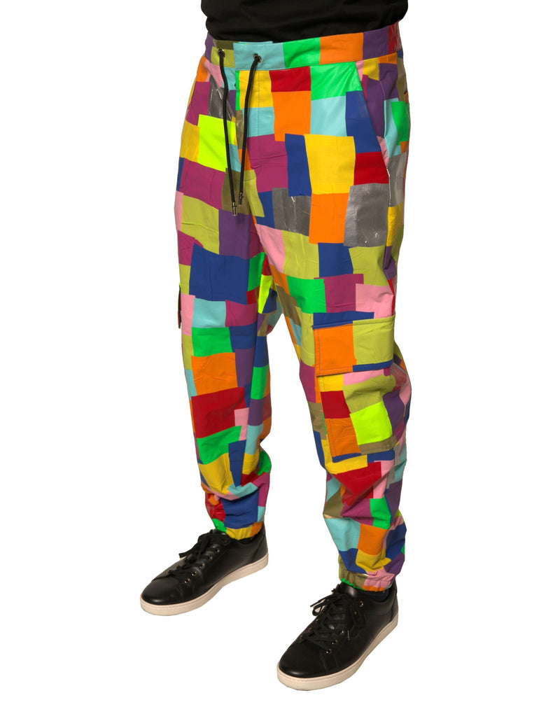 Multicolor Cotton Patchwork Men Cargo Pants