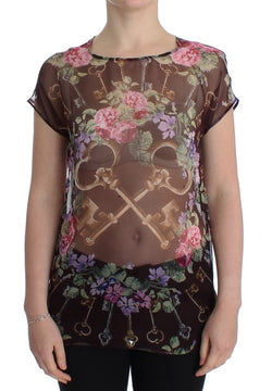 Elegant Floral Silk Blouse with Cap Sleeves Dolce & Gabbana