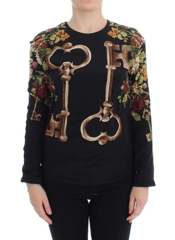 Elegant Medieval Print Silk Blouse Dolce & Gabbana