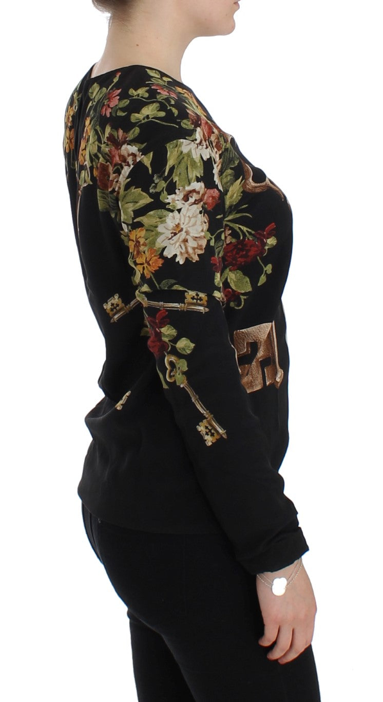 Elegant Medieval Print Silk Blouse Dolce & Gabbana