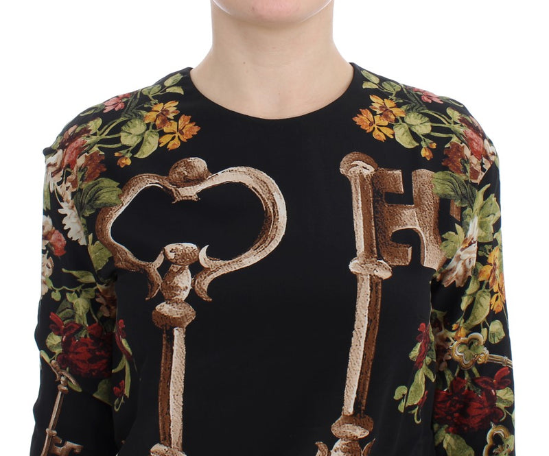 Elegant Medieval Print Silk Blouse Dolce & Gabbana