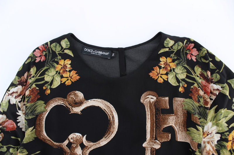 Elegant Medieval Print Silk Blouse Dolce & Gabbana