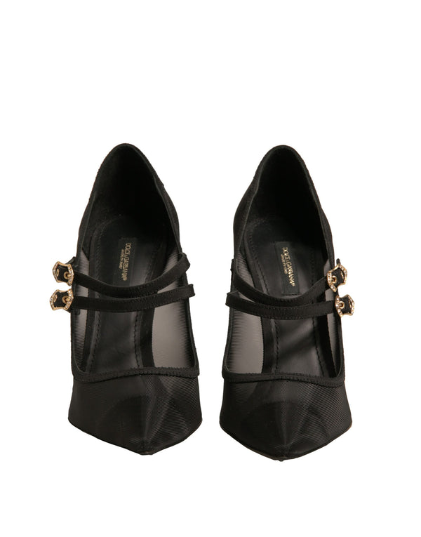 Black Mesh Mary Jane High Heels Pumps Shoes Dolce & Gabbana