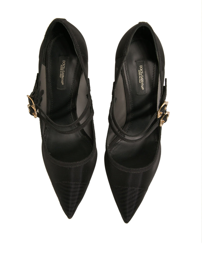 Black Mesh Mary Jane High Heels Pumps Shoes Dolce & Gabbana