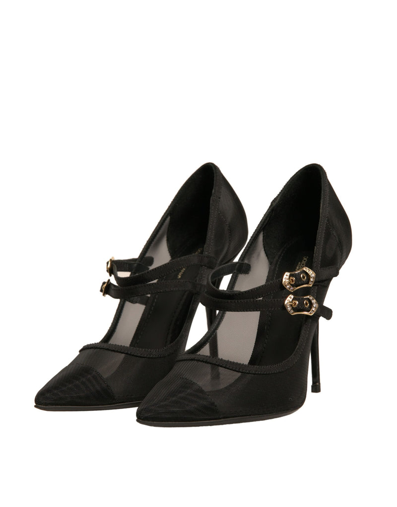 Black Mesh Mary Jane High Heels Pumps Shoes Dolce & Gabbana
