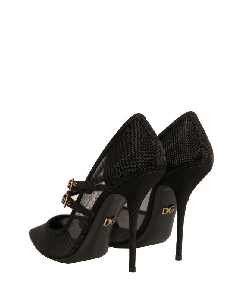 Black Mesh Mary Jane High Heels Pumps Shoes Dolce & Gabbana