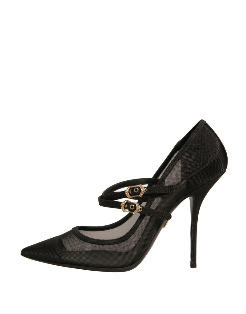 Black Mesh Mary Jane High Heels Pumps Shoes Dolce & Gabbana