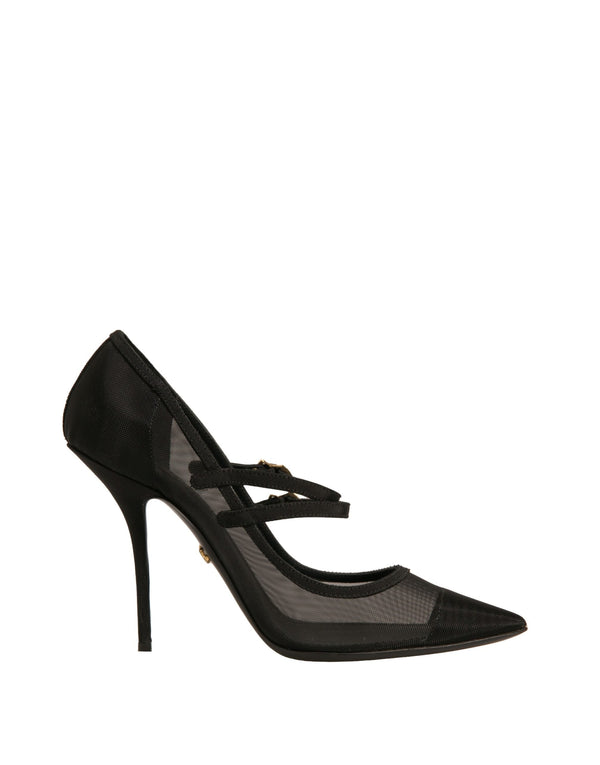 Black Mesh Mary Jane High Heels Pumps Shoes Dolce & Gabbana