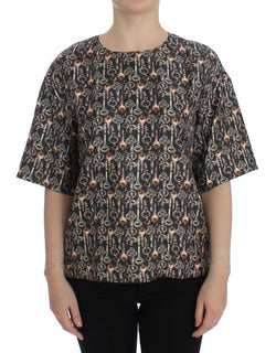 Enchanted Sicily Silk Blouse with Medieval Keys Print Dolce & Gabbana