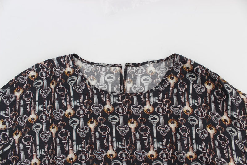 Enchanted Sicily Silk Blouse with Key Print Dolce & Gabbana