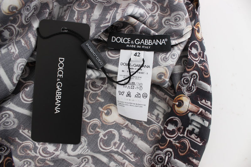 Enchanted Sicily Silk Blouse with Key Print Dolce & Gabbana