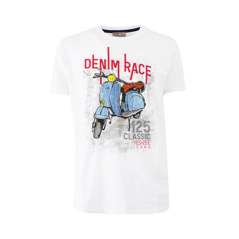 White Cotton Men T-Shirt Yes Zee