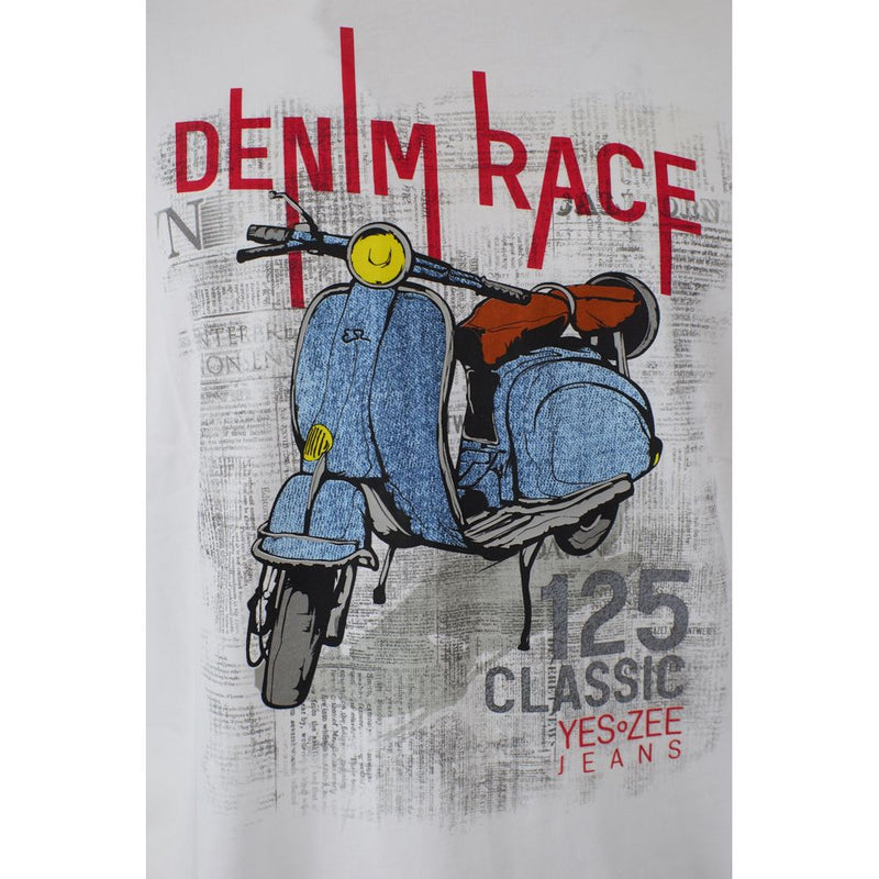White Cotton Men T-Shirt Yes Zee