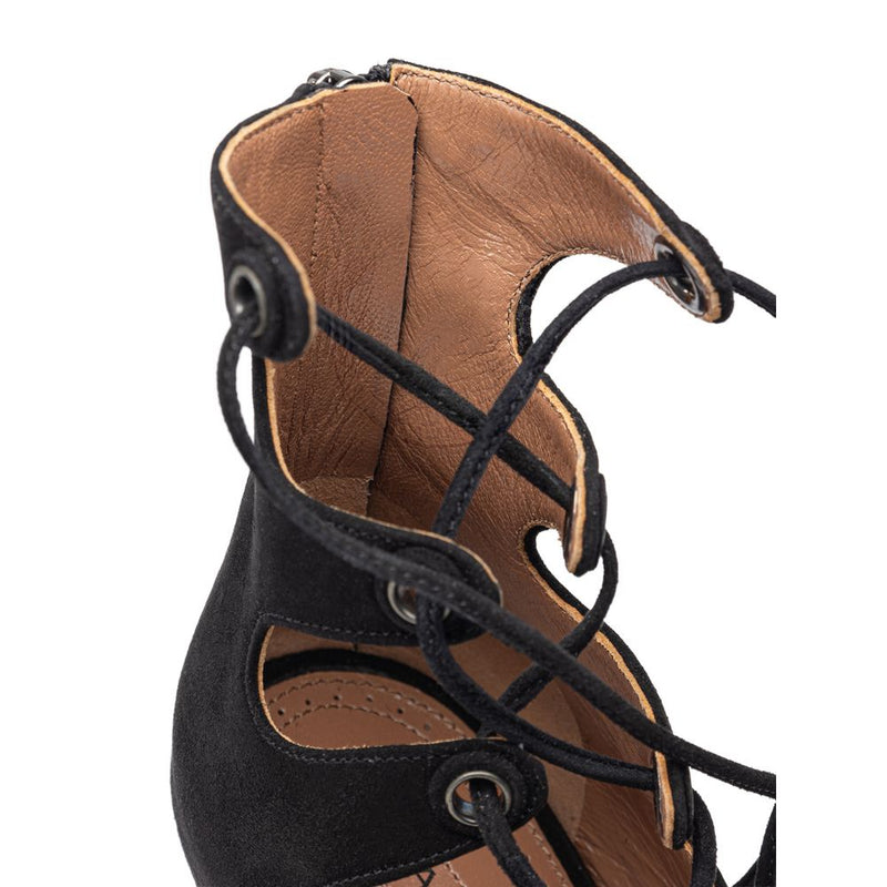 Black Leather Scamociata Sandal Alaïa