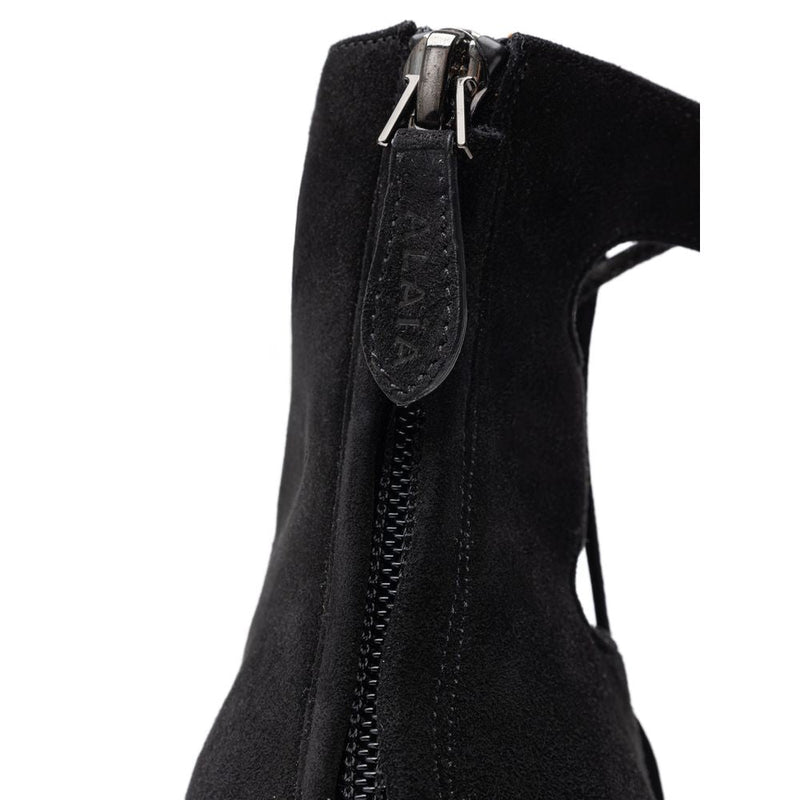 Black Leather Scamociata Sandal Alaïa
