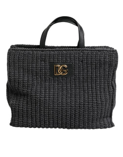 Black Large Knitted Crochet Shoulder Shopper DG Logo Bag Dolce & Gabbana