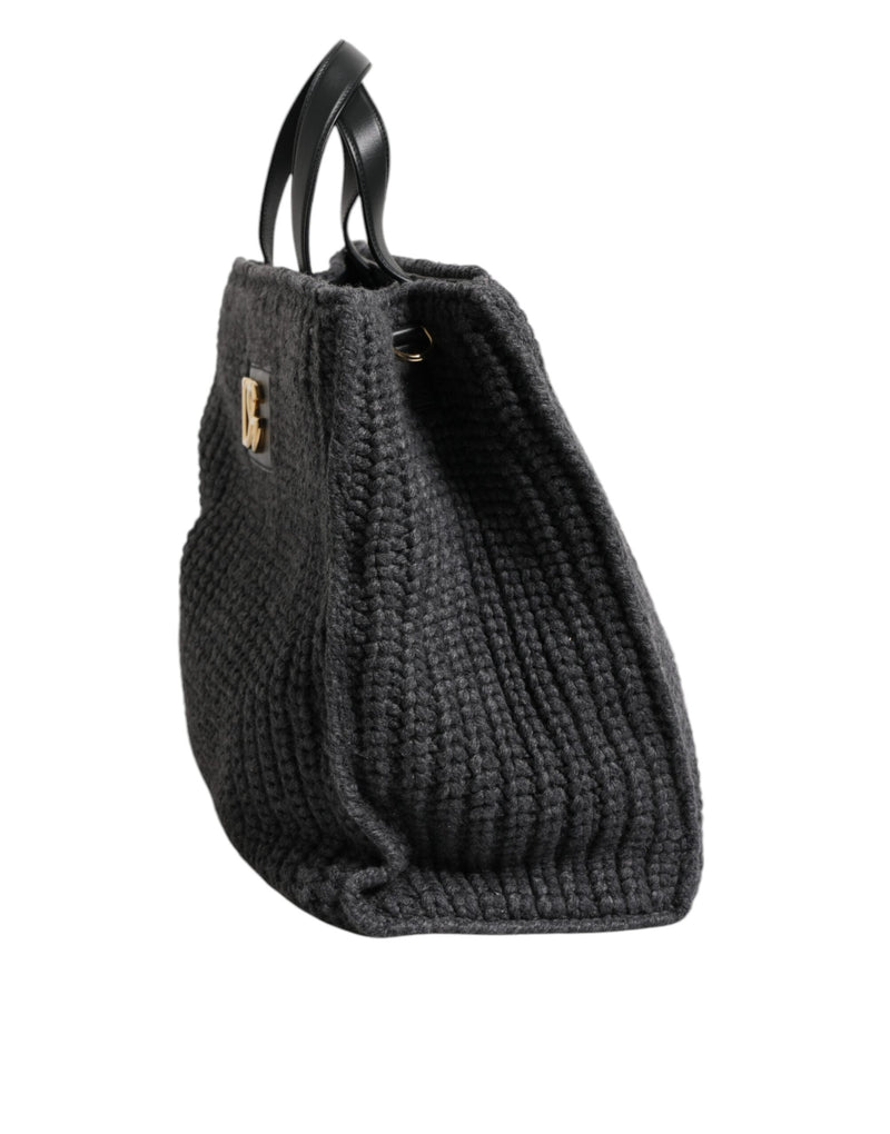 Black Large Knitted Crochet Shoulder Shopper DG Logo Bag Dolce & Gabbana