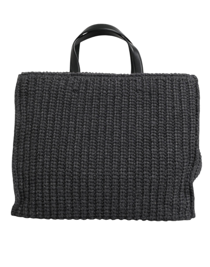 Black Large Knitted Crochet Shoulder Shopper DG Logo Bag Dolce & Gabbana