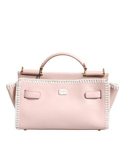 Light Pink Logo Plaque Soft Leather Strap Crossbody Bag Dolce & Gabbana