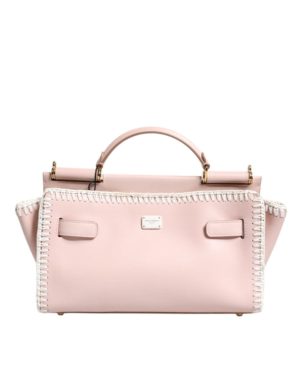 Light Pink Logo Plaque Soft Leather Strap Crossbody Bag Dolce & Gabbana