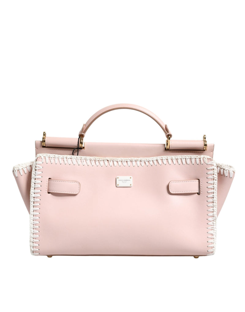 Light Pink Logo Plaque Soft Leather Strap Crossbody Bag Dolce & Gabbana
