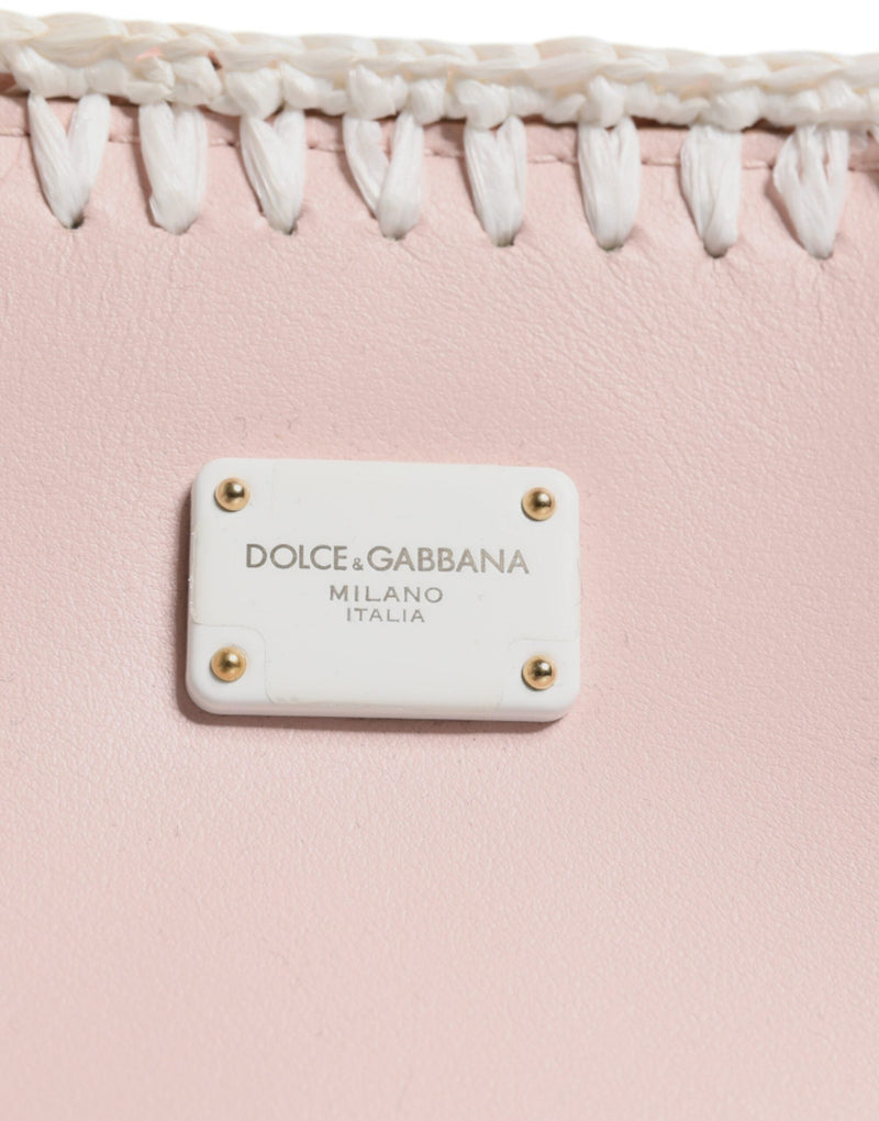 Light Pink Logo Plaque Soft Leather Strap Crossbody Bag Dolce & Gabbana