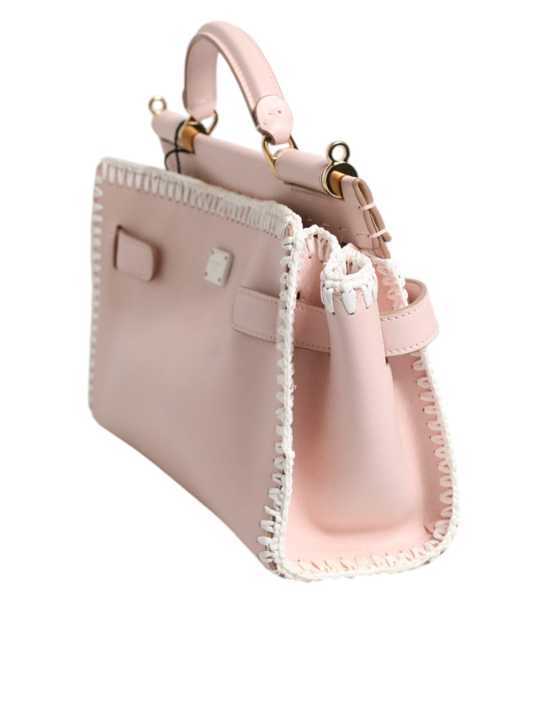 Light Pink Logo Plaque Soft Leather Strap Crossbody Bag Dolce & Gabbana
