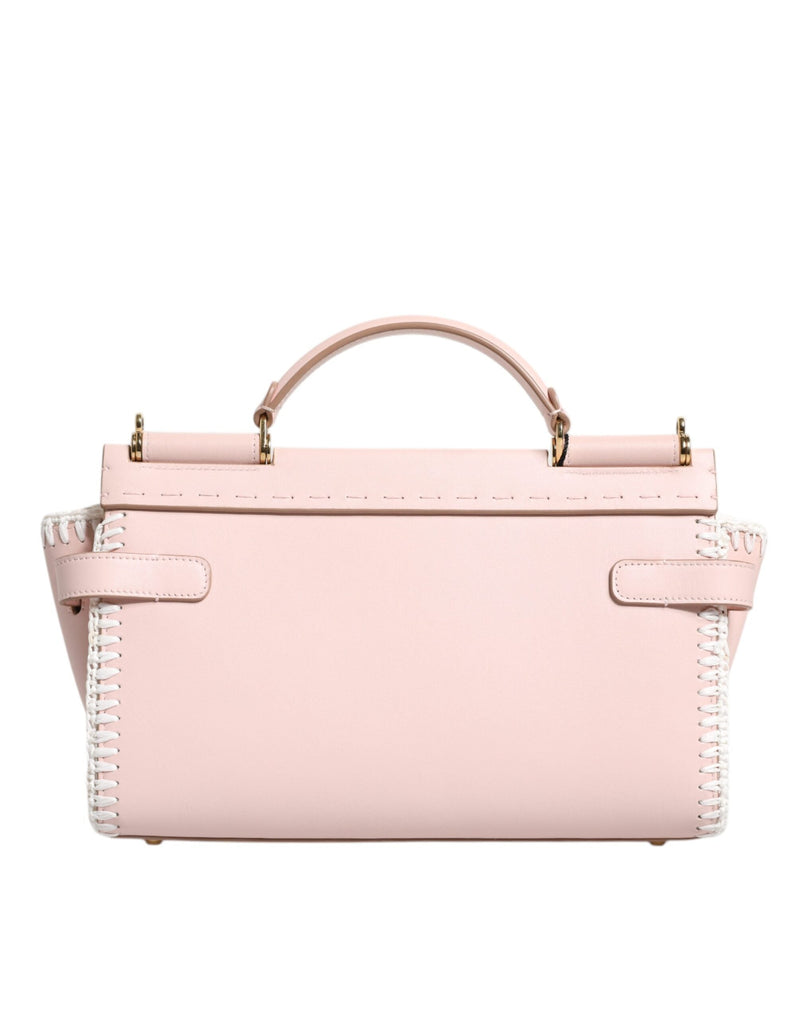 Light Pink Logo Plaque Soft Leather Strap Crossbody Bag Dolce & Gabbana