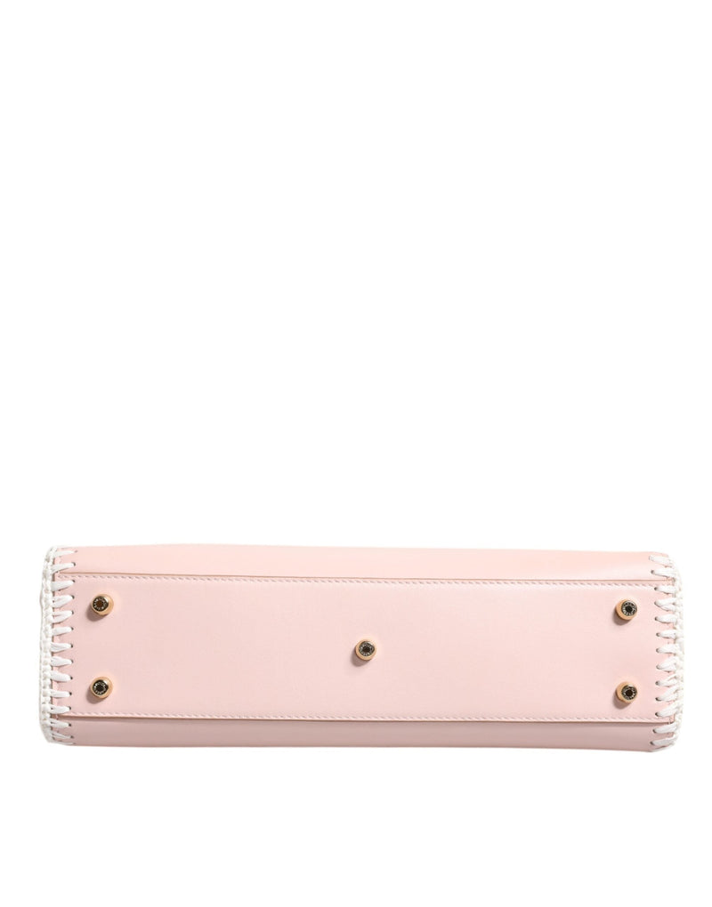 Light Pink Logo Plaque Soft Leather Strap Crossbody Bag Dolce & Gabbana