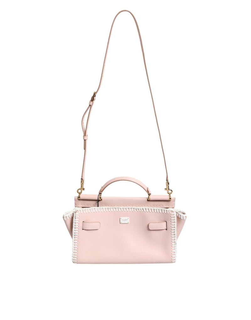 Light Pink Logo Plaque Soft Leather Strap Crossbody Bag Dolce & Gabbana