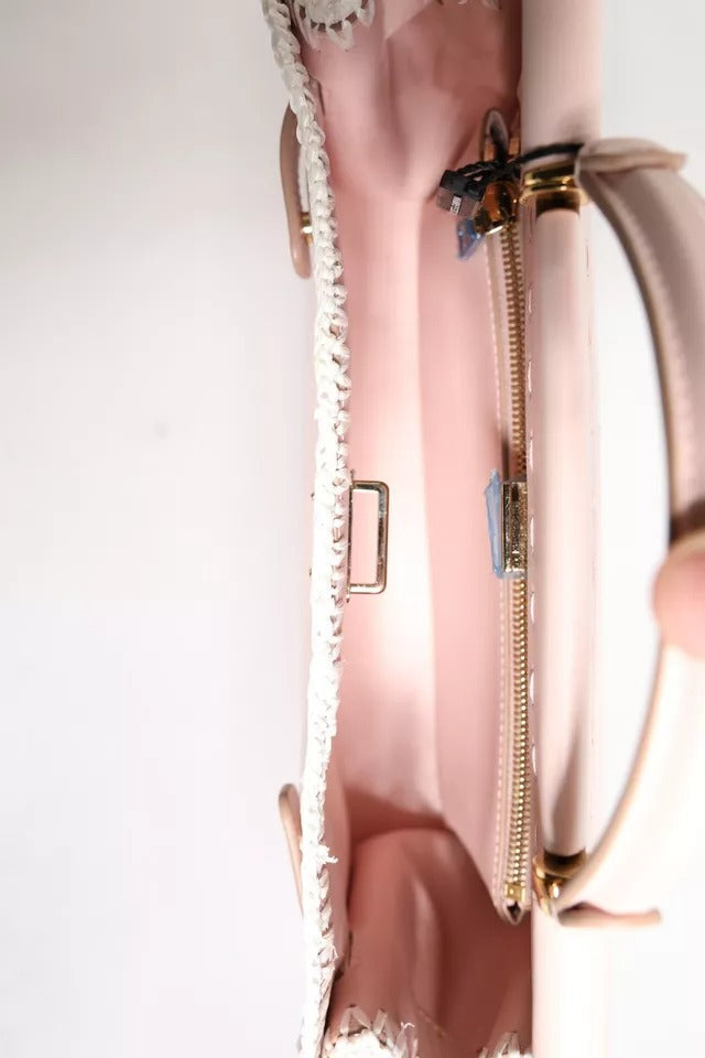 Light Pink Logo Plaque Soft Leather Strap Crossbody Bag Dolce & Gabbana